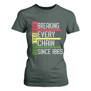 Juneteenth 1865 T Shirt For Women Breaking Every Chain TS01 Dark Forest Green Print Your Wear