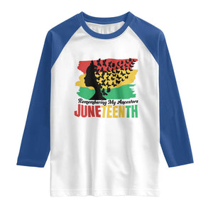 Juneteenth 1865 Raglan Shirt Remembering My Ancestors TS01 White Royal Print Your Wear