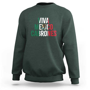 Mexican Independence Day Tee Sweatshirt Viva Mexico Cabrones Design with Heart TS01 Dark Forest Green Print Your Wear