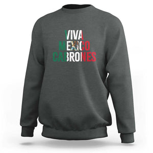 Mexican Independence Day Tee Sweatshirt Viva Mexico Cabrones Design with Heart TS01 Dark Heather Print Your Wear