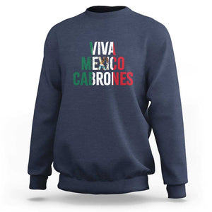 Mexican Independence Day Tee Sweatshirt Viva Mexico Cabrones Design with Heart TS01 Navy Print Your Wear