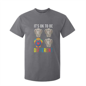 Autism Acceptance T Shirt For Kid It's Ok To Be Different Tie Dye Elephant Hippy Style TS01 Charcoal Printyourwear