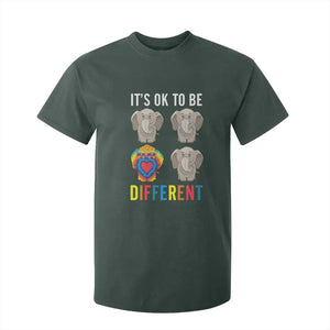Autism Acceptance T Shirt For Kid It's Ok To Be Different Tie Dye Elephant Hippy Style TS01 Dark Forest Green Printyourwear