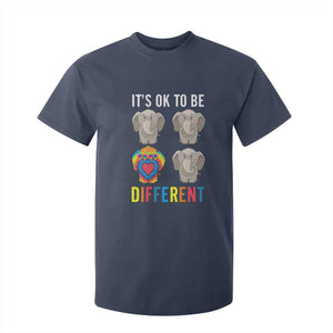 Autism Acceptance T Shirt For Kid It's Ok To Be Different Tie Dye Elephant Hippy Style TS01 Navy Printyourwear