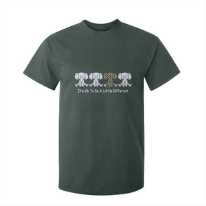 Autism Acceptance T Shirt For Kid It's Ok To Be A Little Different Jigsaw Puzzle Elephant TS01 Dark Forest Green Printyourwear