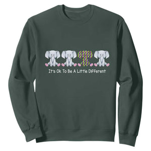 Autism Acceptance Sweatshirt It's Ok To Be A Little Different Jigsaw Puzzle Elephant TS01 Dark Forest Green Printyourwear