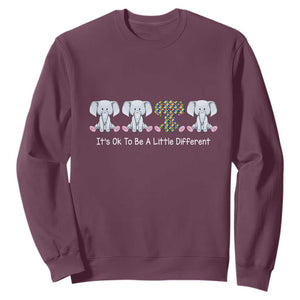 Autism Acceptance Sweatshirt It's Ok To Be A Little Different Jigsaw Puzzle Elephant TS01 Maroon Printyourwear