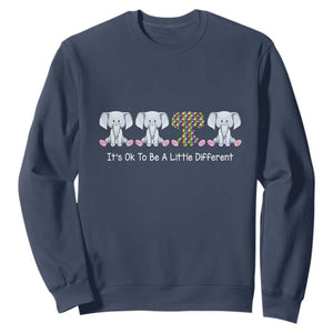 Autism Acceptance Sweatshirt It's Ok To Be A Little Different Jigsaw Puzzle Elephant TS01 Navy Printyourwear
