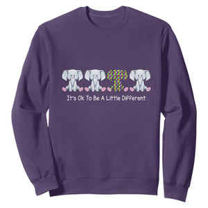 Autism Acceptance Sweatshirt It's Ok To Be A Little Different Jigsaw Puzzle Elephant TS01 Purple Printyourwear