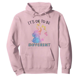 Autism Support Hoodie It's Ok To Be Different Cute Watercolor Elephant TS01 Light Pink Printyourwear