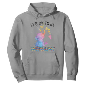 Autism Support Hoodie It's Ok To Be Different Cute Watercolor Elephant TS01 Sport Gray Printyourwear