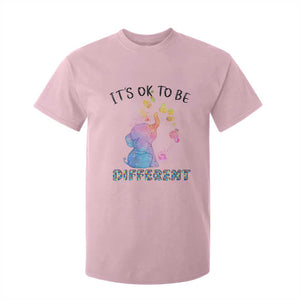 Autism Support T Shirt For Kid It's Ok To Be Different Cute Watercolor Elephant TS01 Light Pink Printyourwear