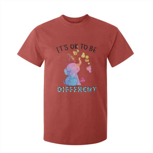Autism Support T Shirt For Kid It's Ok To Be Different Cute Watercolor Elephant TS01 Red Printyourwear