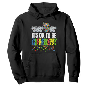 Autism Awareness Hoodie It's Ok To Be Different Funny Jigsaw Puzzle Elephant TS01 Black Printyourwear