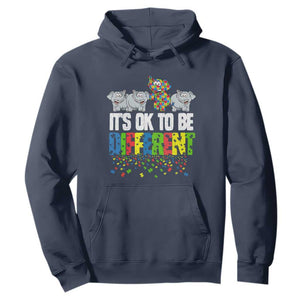 Autism Awareness Hoodie It's Ok To Be Different Funny Jigsaw Puzzle Elephant TS01 Navy Printyourwear