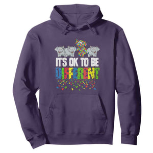 Autism Awareness Hoodie It's Ok To Be Different Funny Jigsaw Puzzle Elephant TS01 Purple Printyourwear