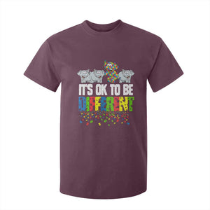 Autism Awareness T Shirt For Kid It's Ok To Be Different Funny Jigsaw Puzzle Elephant TS01 Maroon Printyourwear