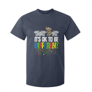 Autism Awareness T Shirt For Kid It's Ok To Be Different Funny Jigsaw Puzzle Elephant TS01 Navy Printyourwear