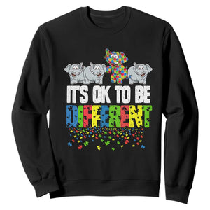 Autism Awareness Sweatshirt It's Ok To Be Different Funny Jigsaw Puzzle Elephant TS01 Black Printyourwear