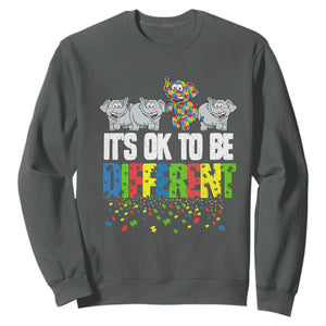 Autism Awareness Sweatshirt It's Ok To Be Different Funny Jigsaw Puzzle Elephant TS01 Dark Heather Printyourwear