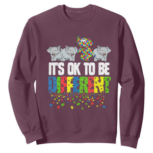 Autism Awareness Sweatshirt It's Ok To Be Different Funny Jigsaw Puzzle Elephant TS01 Maroon Printyourwear