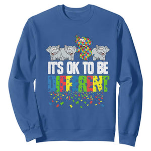 Autism Awareness Sweatshirt It's Ok To Be Different Funny Jigsaw Puzzle Elephant TS01 Royal Blue Printyourwear