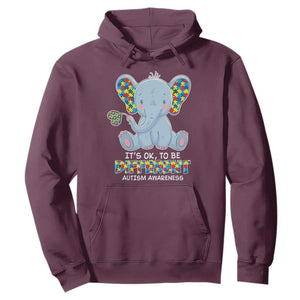 Autism Awareness Elephant Hoodie Its Ok To Be Different TS01 Maroon Printyourwear