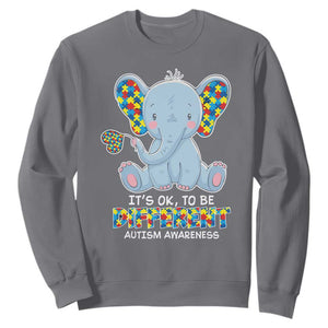 Autism Awareness Elephant Sweatshirt Its Ok To Be Different TS01 Charcoal Printyourwear