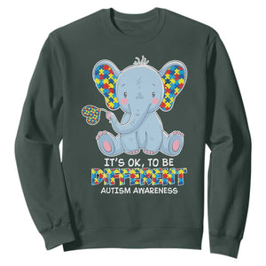 Autism Awareness Elephant Sweatshirt Its Ok To Be Different TS01 Dark Forest Green Printyourwear