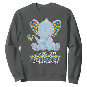 Autism Awareness Elephant Sweatshirt Its Ok To Be Different TS01 Dark Heather Printyourwear