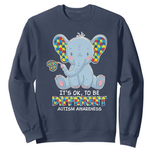 Autism Awareness Elephant Sweatshirt Its Ok To Be Different TS01 Navy Printyourwear