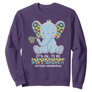 Autism Awareness Elephant Sweatshirt Its Ok To Be Different TS01 Purple Printyourwear