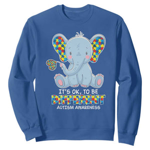 Autism Awareness Elephant Sweatshirt Its Ok To Be Different TS01 Royal Blue Printyourwear