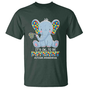 Autism Awareness Elephant T Shirt Its Ok To Be Different TS01 Dark Forest Green Printyourwear