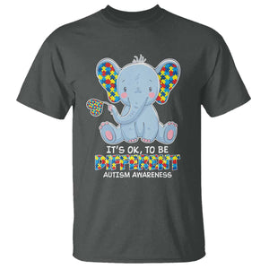 Autism Awareness Elephant T Shirt Its Ok To Be Different TS01 Dark Heather Printyourwear