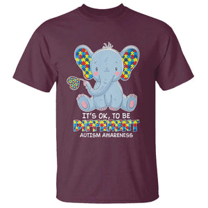 Autism Awareness Elephant T Shirt Its Ok To Be Different TS01 Maroon Printyourwear