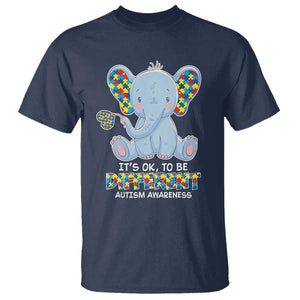 Autism Awareness Elephant T Shirt Its Ok To Be Different TS01 Navy Printyourwear
