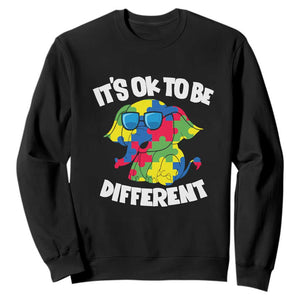 Autism Awareness Day Sweatshirt It's Okay To Be Different Elephant TS01 Black Printyourwear