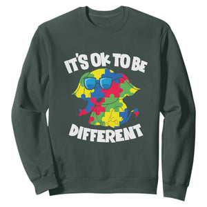 Autism Awareness Day Sweatshirt It's Okay To Be Different Elephant TS01 Dark Forest Green Printyourwear