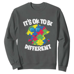 Autism Awareness Day Sweatshirt It's Okay To Be Different Elephant TS01 Dark Heather Printyourwear