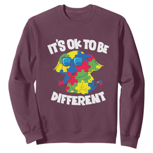 Autism Awareness Day Sweatshirt It's Okay To Be Different Elephant TS01 Maroon Printyourwear