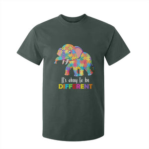 Autism T Shirt For Kid It's Okay To Be Different Elephant TS01 Dark Forest Green Printyourwear