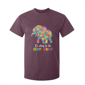 Autism T Shirt For Kid It's Okay To Be Different Elephant TS01 Maroon Printyourwear