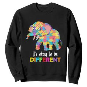 Autism Sweatshirt It's Okay To Be Different Elephant TS01 Black Printyourwear