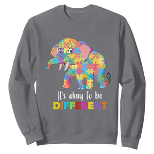 Autism Sweatshirt It's Okay To Be Different Elephant TS01 Charcoal Printyourwear