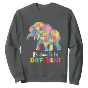 Autism Sweatshirt It's Okay To Be Different Elephant TS01 Dark Heather Printyourwear