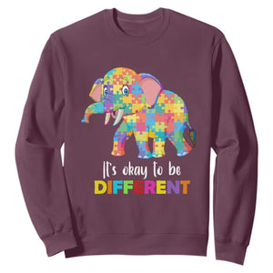 Autism Sweatshirt It's Okay To Be Different Elephant TS01 Maroon Printyourwear