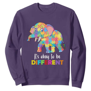 Autism Sweatshirt It's Okay To Be Different Elephant TS01 Purple Printyourwear