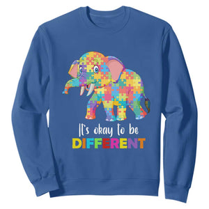 Autism Sweatshirt It's Okay To Be Different Elephant TS01 Royal Blue Printyourwear
