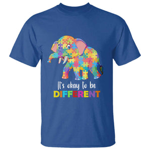 Autism T Shirt It's Okay To Be Different Elephant TS01 Royal Blue Printyourwear